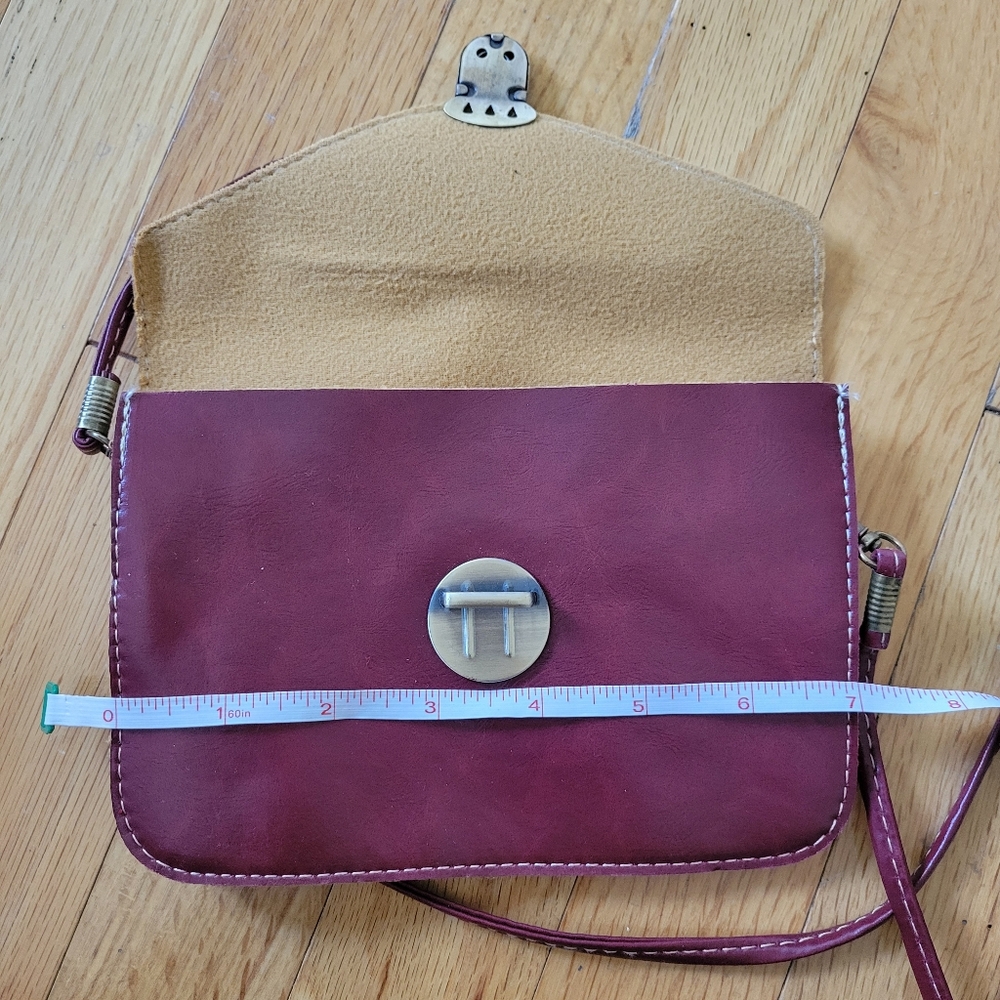 NWT Burgundy Leather Envelope Crossbody Bag - Picture 6 of 6
